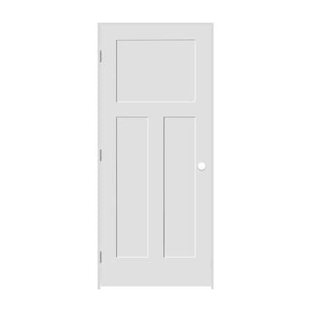 Codel Doors 26" x 80" x 1-3/8" Primed 3-Panel Mission Interior Shaker 4-9/16" RH Prehung Door w/Stn Nickel Hngs 2268pri8403RH154916